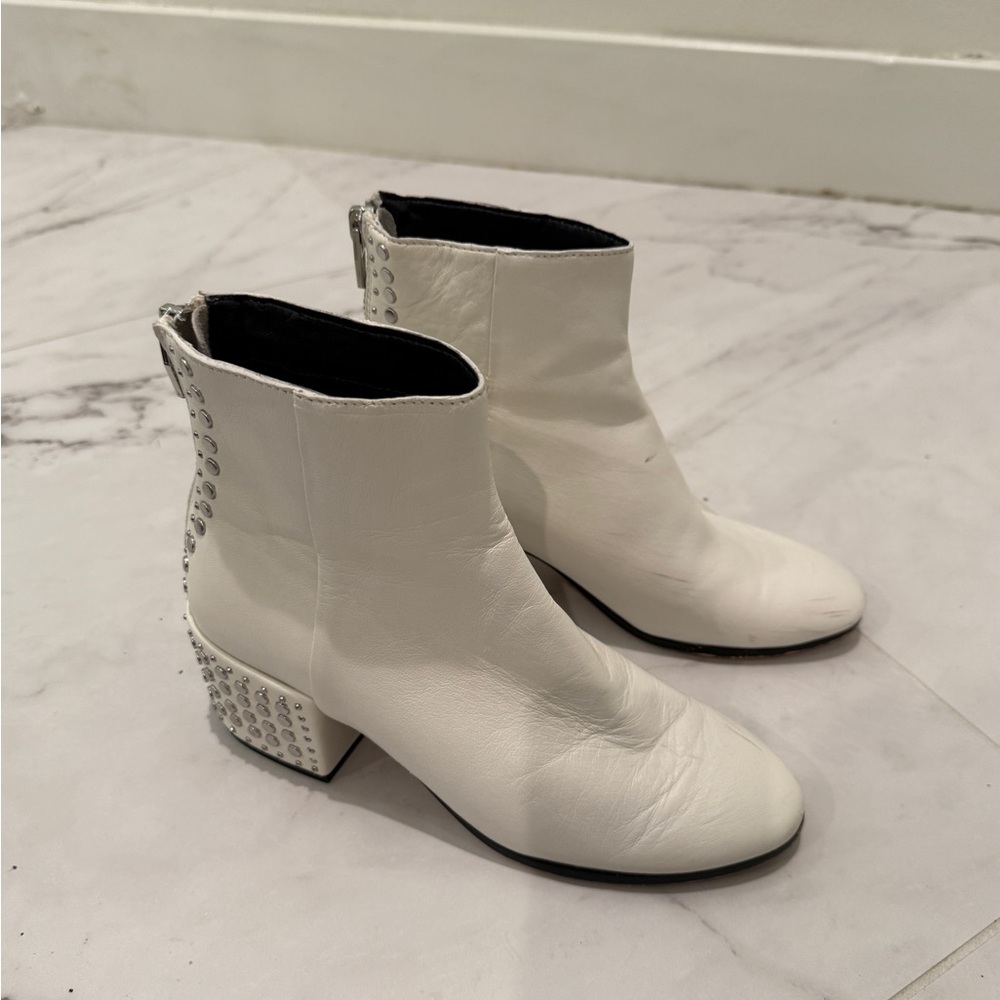 White leather booties